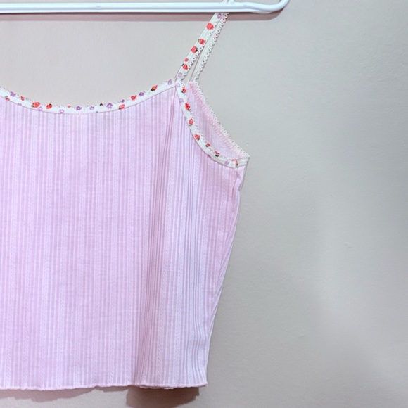 Cotton On Body Cropped Pointelle Baby Pink Cami w Strawberry Print Straps - Picture 9 of 10